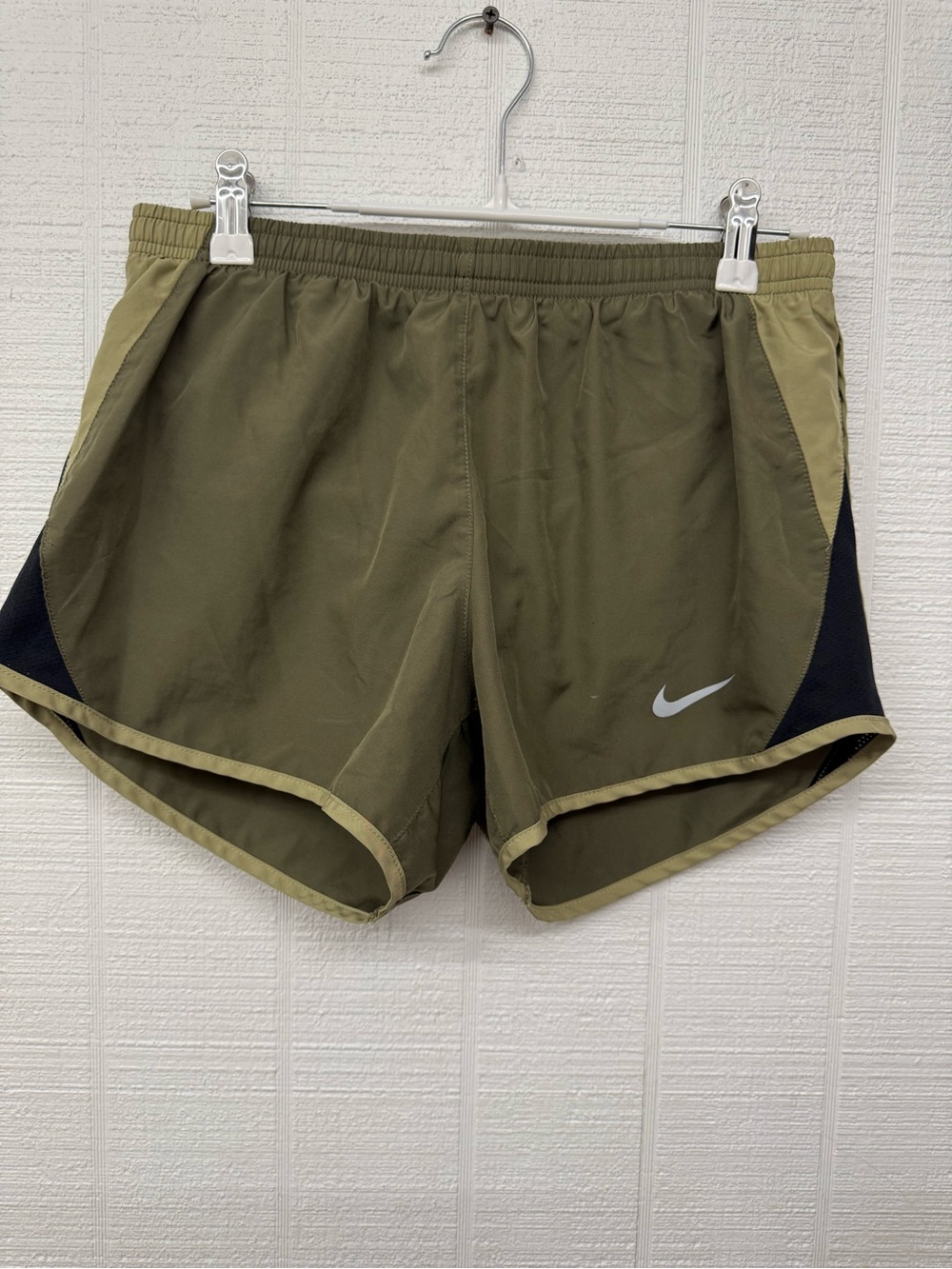 Nike Olive Green Athletic Shorts with Black Accent